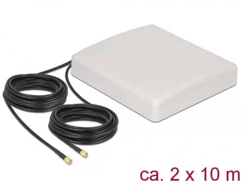 Delock LTE MIMO antenna 2 x SMA dugó 8 dBi irányított 8 dBi RG-58 csatlakozókábellel 10 m fehér kült (DL-89891)