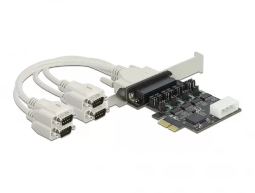 Delock PCI Express Kártya > 4 x soros RS-232 tápfeszültséggel 5 V / 12 V (DL-89895)