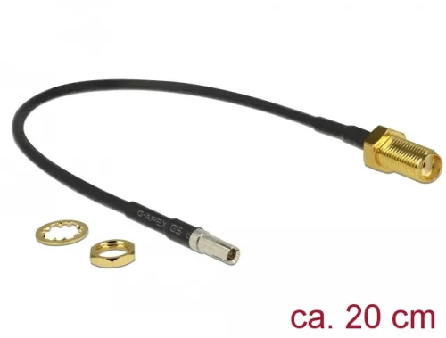 Delock Antennakábel SMA jack válaszfal > TS-9 dugó RG-174 20 cm fekete (DL-89912)