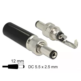   Delock DC csatlakozó apa 5,5 x 2,5 mm dugómérettel és 12,0 mm hosszal (DL-89916)