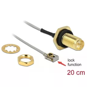   Delock Antenna kábel RP-SMA anya válaszfali csatlakozóval apa MHF  I LK-dugó 1.13 20 cm (DL-89928)