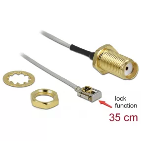   Delock Antenna kábel SMA anya válaszfali csatlakozóval apa MHF  I LK-dugó 1.13 35 cm menethossz 10 m (DL-89932)