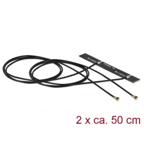   Delock WLAN 802.11 ac/a/h/b/g/n ikerantenna, 2 x MHF  4L csatlakozódugó, 3 - 5 dBi, 1.13 2 x 50 cm-e (DL-89933)