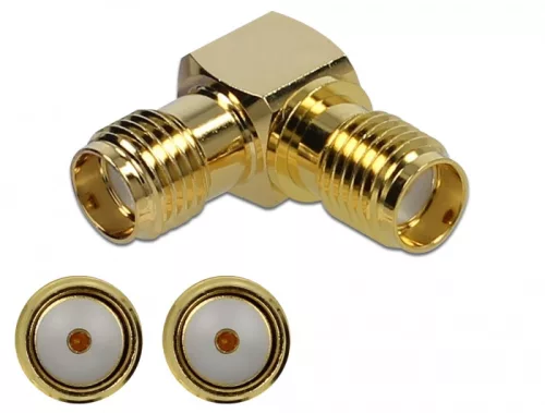 Delock Adapter, SMA csatlakozóhüvely apa SMA csatlakozóhüvely 90  10 GHz (DL-89952)