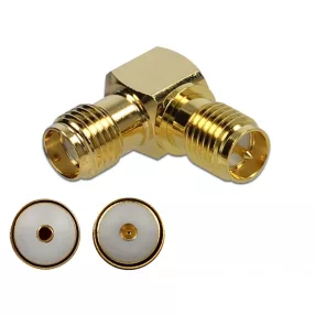   Delock Adapter, SMA csatlakozóhüvely apa RP-SMA csatlakozóhüvely 90  10 GHz (DL-89953)
