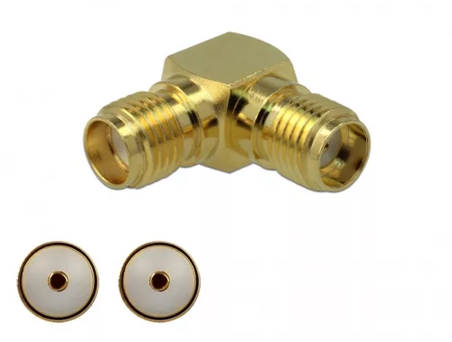 Delock Adapter, SMA csatlakozóhüvely apa SMA csatlakozóhüvely 90  3 GHz (DL-89964)