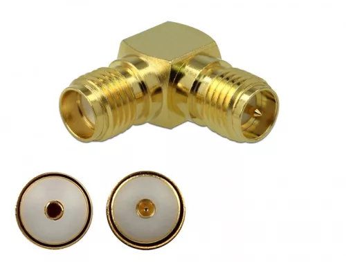 Delock Adapter, SMA csatlakozóhüvely apa RP-SMA csatlakozóhüvely 90  3 GHz (DL-89965)