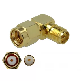   Delock Adapter RP-SMA-dugó apa RP-SMA csatlakozóhüvely 90  3 GHz (DL-89968)