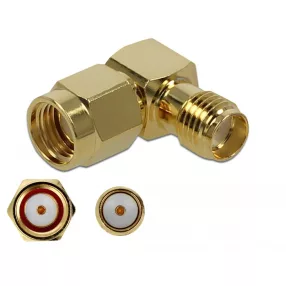   Delock Adapter RP-SMA-dugó apa SMA csatlakozóhüvely 90  10 GHz (DL-89978)