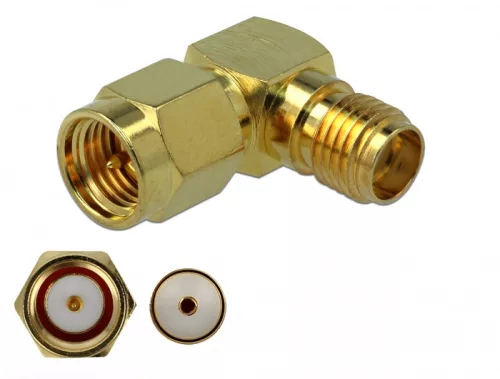 Delock Adapter SMA-dugó apa SMA csatlakozóhüvely 90  3 GHz (DL-89994)