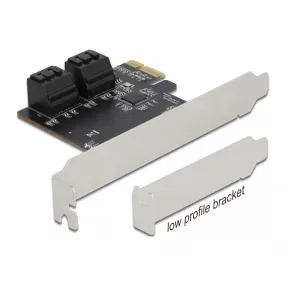   Delock 4 portos SATA PCI Express x1 Kártya - alacsony profilú formatényező (DL-90010)