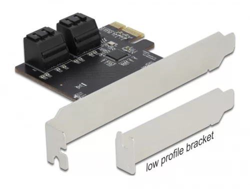 Delock 4 portos SATA PCI Express x1 Kártya - alacsony profilú formatényező (DL-90010)