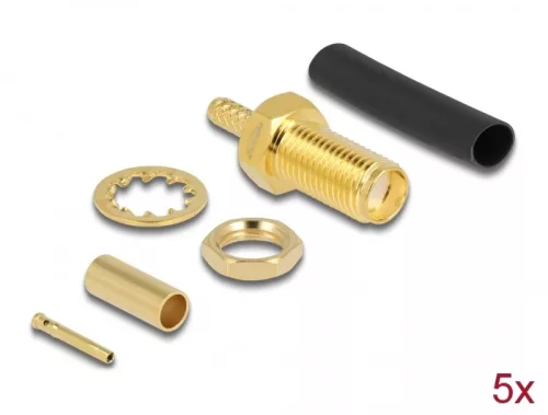 Delock SMA apa válaszfal RG-174 / RG-316 krimpeléséhez megfelelő süllyesztő csővel (DL-90039)