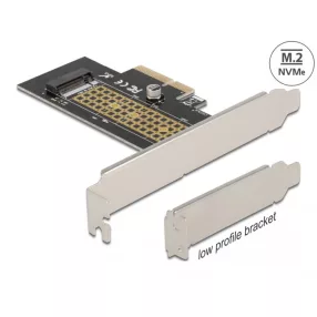   Delock PCI Express x4-kártya - 1 x belső NVMe M.2 Key M 80 mm - alacsony profilú formatényező (DL-90047)