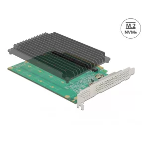   Delock PCI Express x16 kártya - 4 x belső NVMe M.2 Key M hűtőbordával - elágazás (DL-90054)