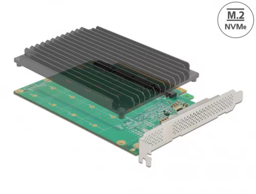 Delock PCI Express x16 kártya - 4 x belső NVMe M.2 Key M hűtőbordával - elágazás (DL-90054)