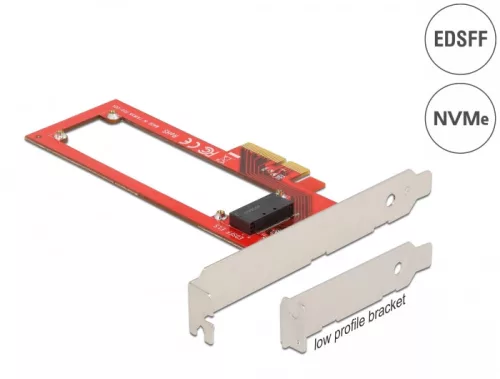Delock PCI Express x4-kártya - 1 x EDSFF E1.S nyílás - alacsony profilú formatényező (DL-90055)
