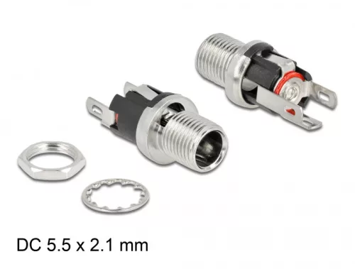 Delock DC csatlakozó anya 5,5 x 2,1 x 12,0 mm-es forrasztott foglalatfej verzióval (DL-90056)