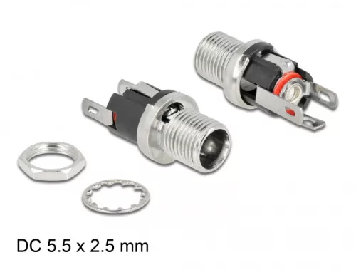Delock DC csatlakozó anya 5,5 x 2,5 x 12,0 mm-es forrasztott foglalatfej verzióval (DL-90057)