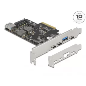   Delock PCI Express x4 Kártya - 3 x USB Type-C  + 2 x A-típusú USB - SuperSpeed USB 10 Gbps - alacson (DL-90060)