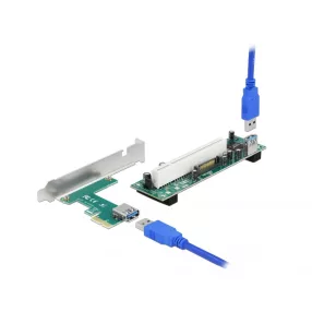   Delock PCI Express Riser kártya x1 - 1 x PCI 32 Bit bővítőhely, 60 cm-es -kábellel (DL-90065)
