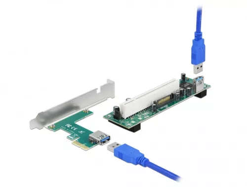Delock PCI Express Riser kártya x1 - 1 x PCI 32 Bit bővítőhely, 60 cm-es -kábellel (DL-90065)