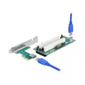   Delock PCI Express Riser kártya x1 - 2 x PCI 32 Bit bővítőhely, 60 cm-es -kábellel (DL-90066)
