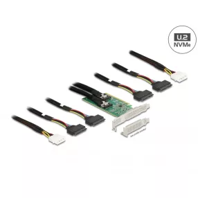   Delock PCI Express 4.0 x16 kártya - 4 x SFF-8639 NVMe - elágazás - alacsony profilú formatényező (DL-90077)