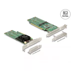  Delock PCI Express x16 Card - 4 x belső NVMe M.2 M-kulcs - alacsony profilú formatényező (DL-90078)
