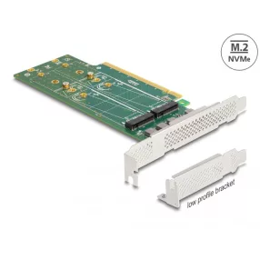   Delock PCI Express 4.0 x16 kártya - 4 x belső NVMe M.2 Key M 110 mm - elágazás - alacsony profilú formatényező (DL-90090)