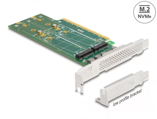 Delock PCI Express 4.0 x16 kártya - 4 x belső NVMe M.2 Key M 110 mm - elágazás - alacsony profilú formatényező (DL-90090)