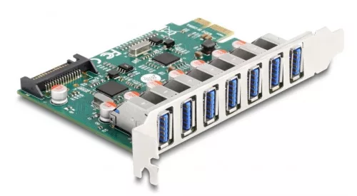 Delock PCI Express x1 Kártya -7 x külső USB 5 Gbps A-típusú anya (DL-90104)