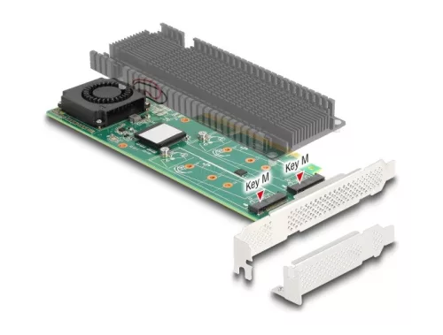 Delock PCI Express x8 Card - 2 x belső NVMe M.2 M-kulcs, RAID-dal - alacsony profilú formatényező (DL-90123)