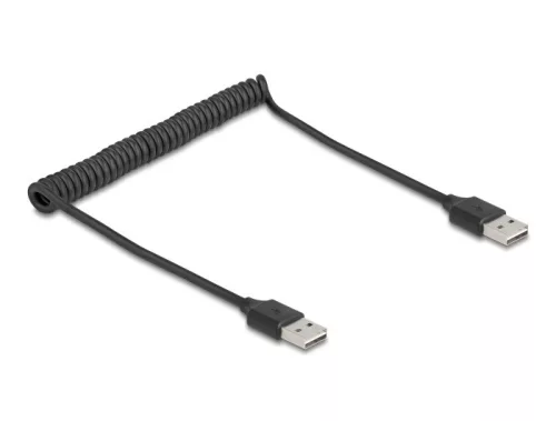 Delock tekercselt kábel EASY-USB 2.0 Type-A apa EASY-USB Type-A apa 0,5 m - 0,8 m fekete (DL-90124)
