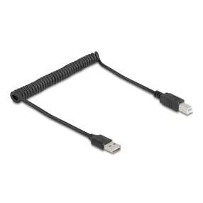   Delock tekercselt kábel EASY-USB 2.0 Type-A apa USB Type-B apa 0,5 m - 0,8 m fekete (DL-90130)