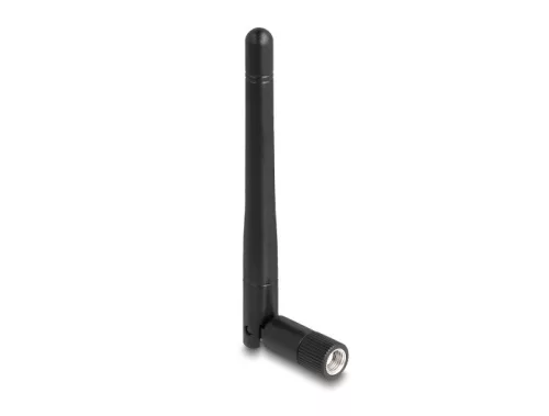 Delock WLAN 802.11 ac/ax/a/b/g/n antenna RP-SMA-dugó 2 dBi mindenirányú, dönthető csatlakozással (fekete színű) (DL-90150)