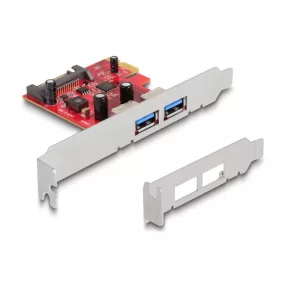   Delock PCI Express x1 Kártya -2 x külső USB 5 Gbps A-típusú hüvely - alacsony profilú (DL-90155)