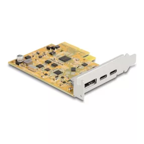   Delock PCI Express x4-kártya - 1 x külső, USB Type-C  10 Gbps-es csatlakozóhüvely + 1 x külső, USB Type-C  10 Gbps-es csatlakozóhüvely (DL-90161)