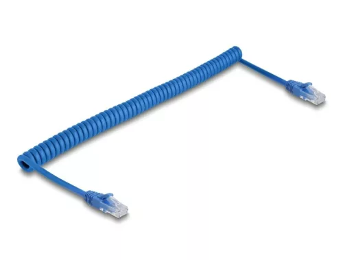 Delock RJ45 tekercses kábelcsatlakozó a dugóhoz Cat.6 UTP 0,6 m - 1,2 m kék (DL-90197)