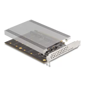   Delock PCI Express x16 kártya - 4 x belső NVMe M.2 Key M hűtőbordával - elágazás (H x Sz 145 x 111 mm) (DL-90210)