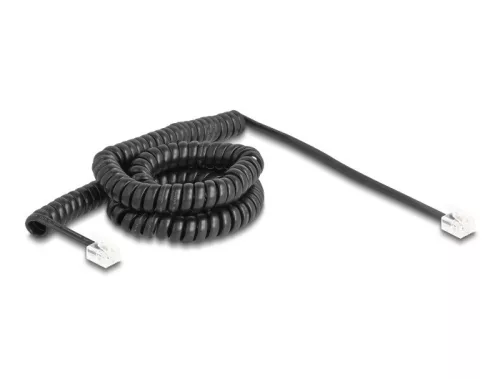Delock Telefon csavart kábel RJ11 apa - RJ11 apa fekete színű 5 m (DL-90226)