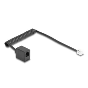   Delock Telefon csavart kábel RJ11 apa - RJ11 anya fekete színű 1 m (DL-90230)