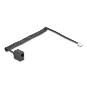   Delock Telefon csavart kábel RJ11 apa - RJ11 anya fekete színű 2 m (DL-90231)