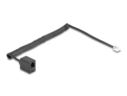 Delock Telefon csavart kábel RJ11 apa - RJ11 anya fekete színű 2 m (DL-90231)