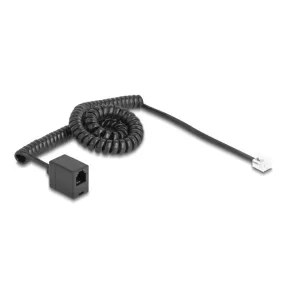   Delock Telefon csavart kábel RJ11 apa - RJ11 anya fekete színű 3 m (DL-90232)