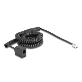   Delock Telefon csavart kábel RJ11 apa - RJ11 anya fekete színű 5 m (DL-90233)