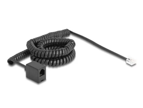 Delock Telefon csavart kábel RJ11 apa - RJ11 anya fekete színű 5 m (DL-90233)