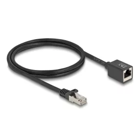   Delock Hálózat bővítő kábel RJ45 apa - RJ45 anya Cat.6A S/FTP 1 m fekete (DL-90294)