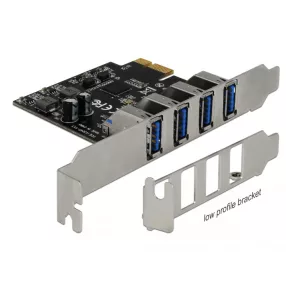   Delock USB 3.0 PCI Express Kártya, 4 x külso A-típusú anya csatlakozóval (DL-90304)