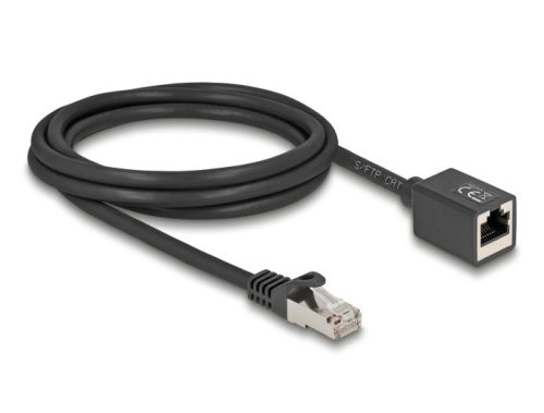 Delock Hálózat bővítő kábel RJ45 apa - RJ45 anya Cat.6A S/FTP 2 m fekete